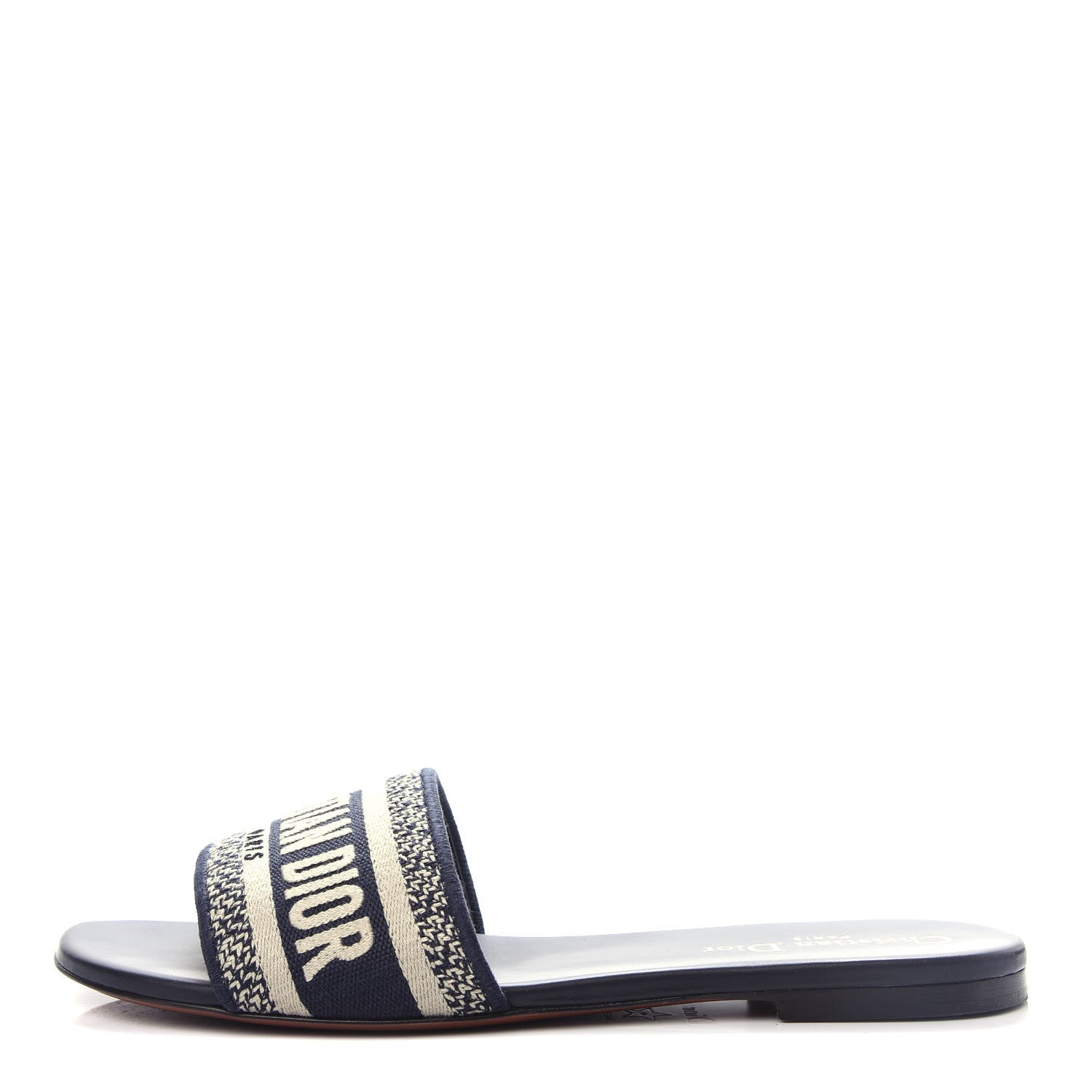 Christian Dior Canvas Embroidered Dway Mules Slide Sandals 38 Deep Blue 1 of 10
