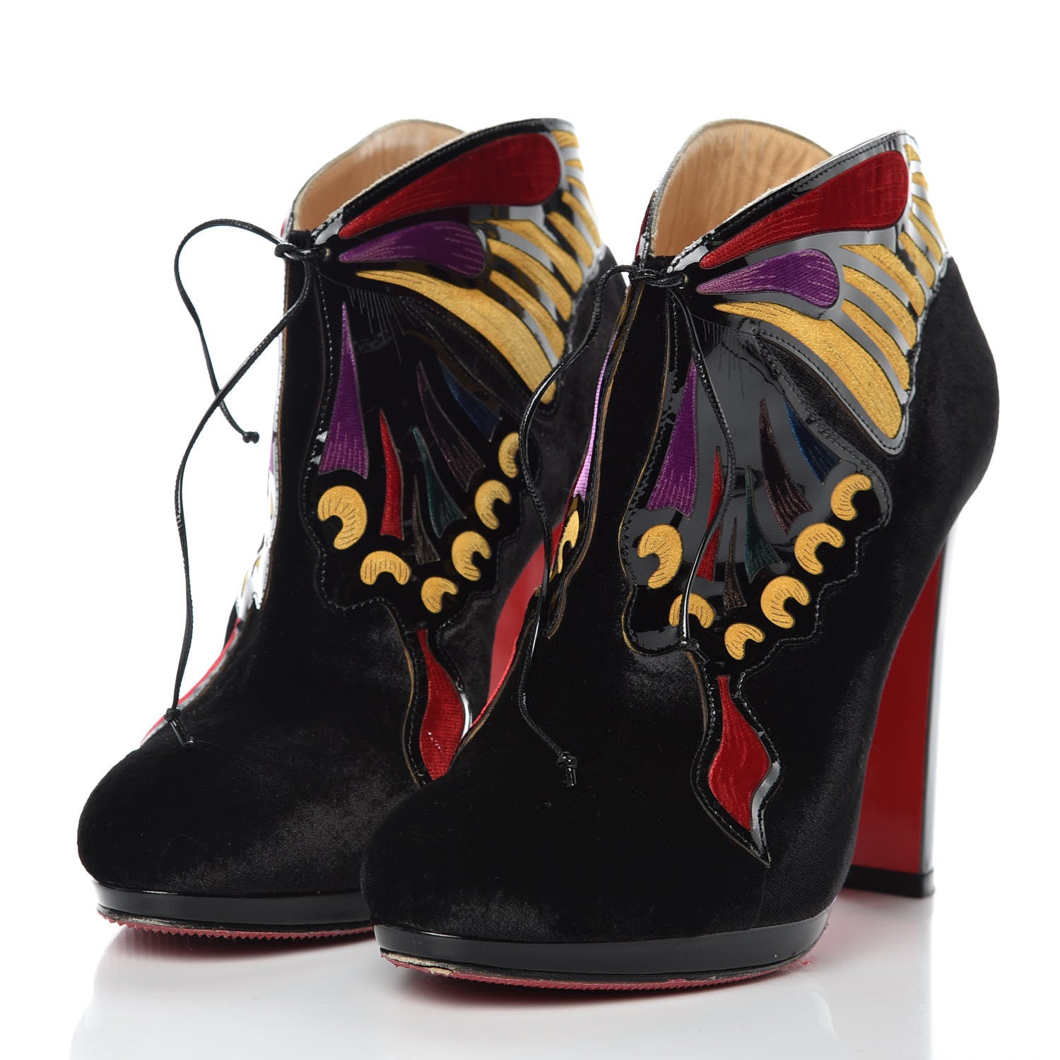 Christian Louboutin Velvet Mariposa Ankle Boots 37 Black 3 of 17