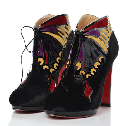 Christian Louboutin Velvet Mariposa Ankle Boots 37 Black 3 of 17