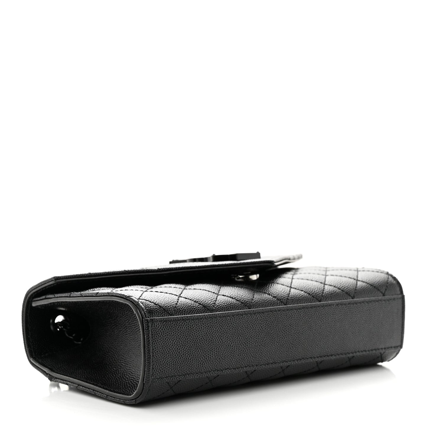 Grain De Poudre Textured Mixed Matelasse Triquilt Small Monogram Monochrome Satchel Black
