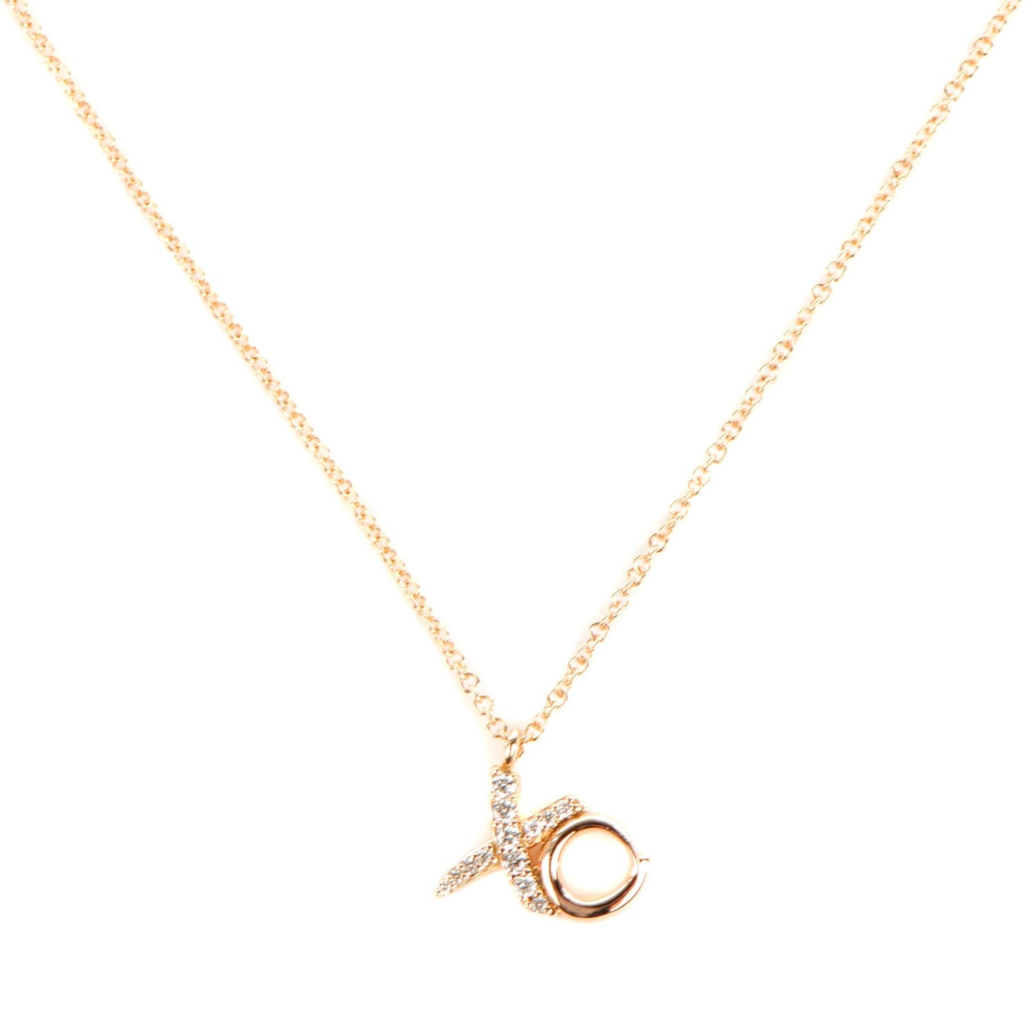 Tiffany 18K Rose Gold Diamond Paloma Picasso Mini Love and Kisses Pendant Necklace 3 of 5