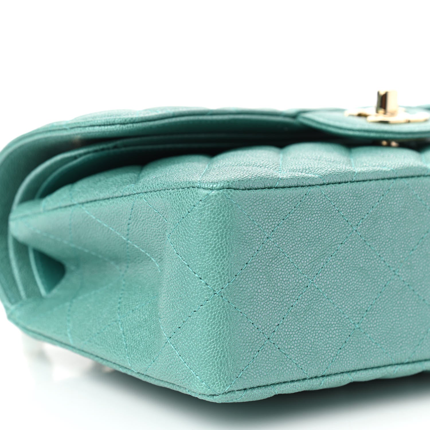 Chanel Iridescent Caviar Quilted Small Double Flap Green 9 of 11