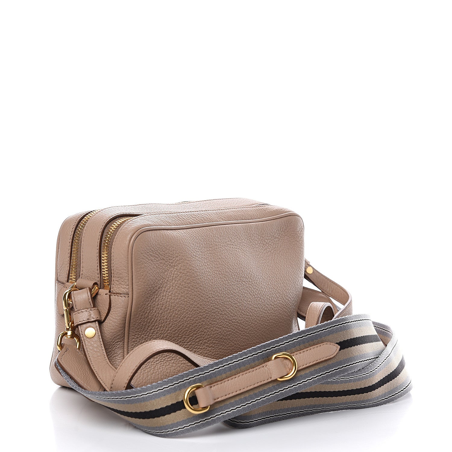 Prada Vitello Daino Medium Double Zip Shoulder Bag Cammeo 2 of 10