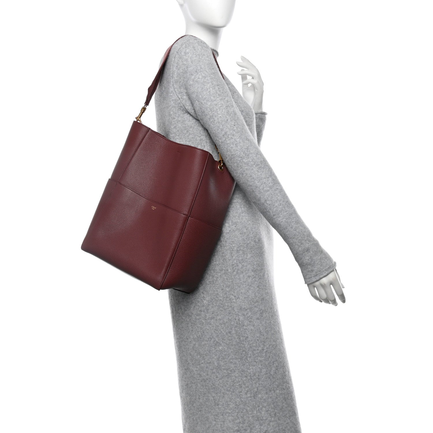 Celine Soft Grained Calfskin Sangle Bucket Bag Light Burgundy 2 of 10