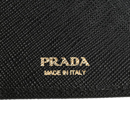 Prada Saffiano Triangle Continental Zip Wallet Black 6 of 8