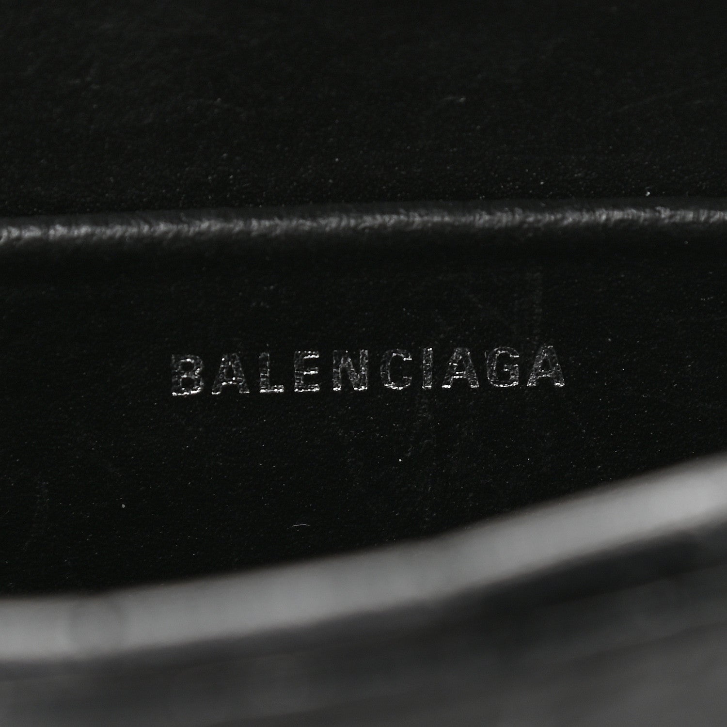 Balenciaga Shiny Calfskin Logo Crocodile Embossed S Everyday Camera Bag with Handle Black 6 of 9