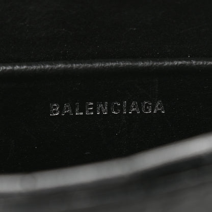 Balenciaga Shiny Calfskin Logo Crocodile Embossed S Everyday Camera Bag with Handle Black 6 of 9