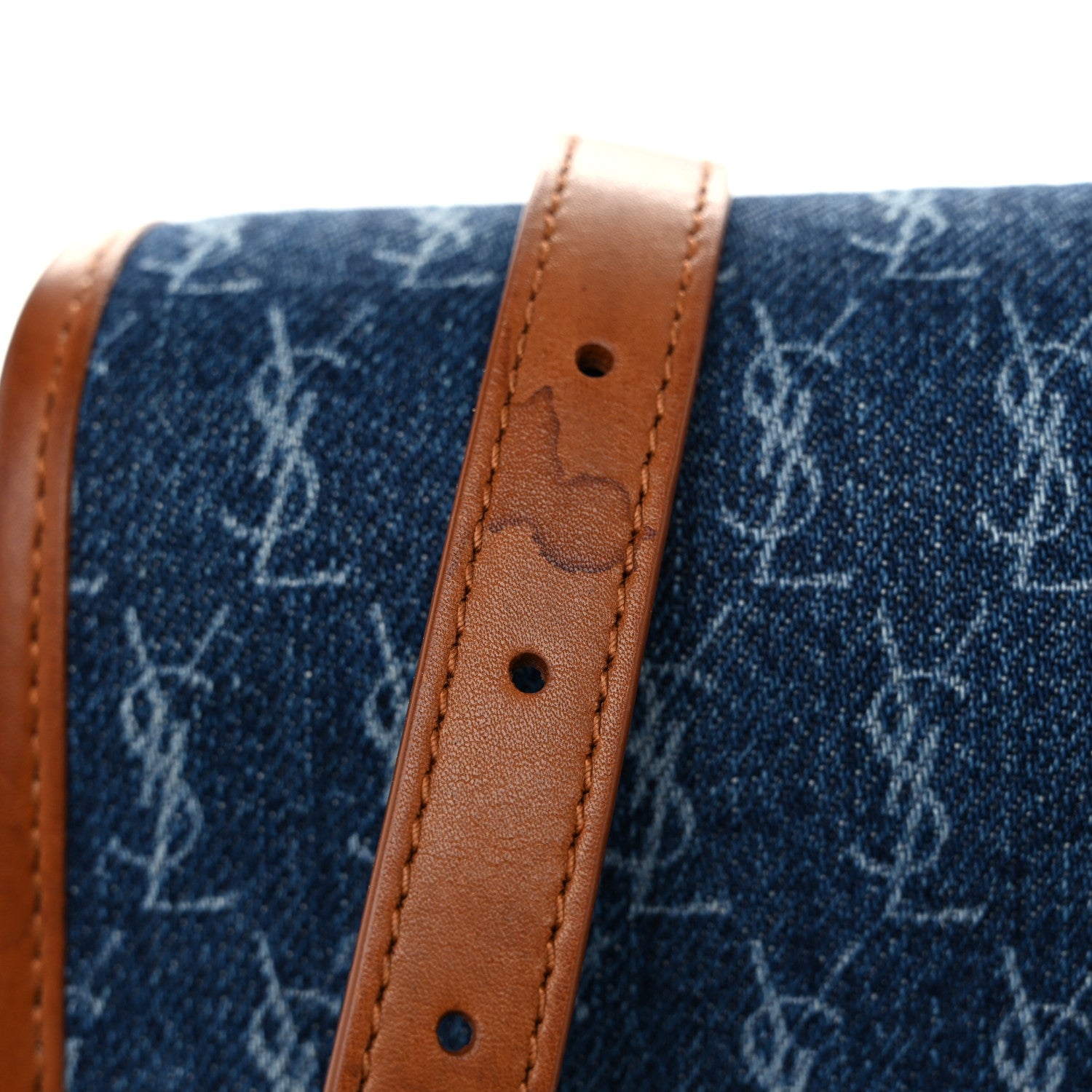 Saint Laurent Suede All-Over Monogram Small Le Monogramme Satchel Denim 12 of 12