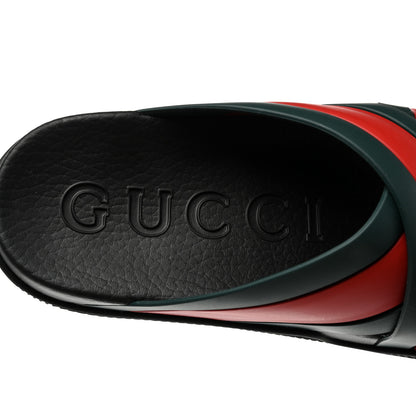Gucci Rubber Web Womens Criss Cross Slide Sandals 38 Green Red 6 of 9