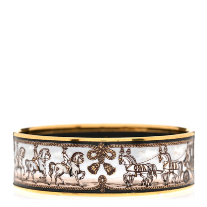 Hermes Enamel Printed Horse Carriage Wide Bracelet 65 1 of 5