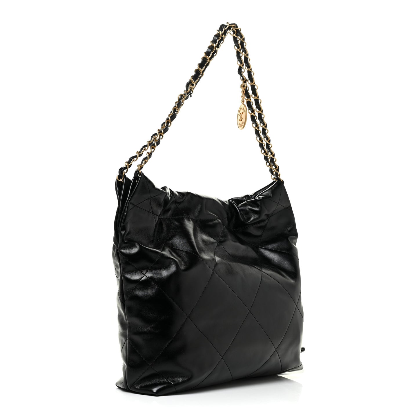 Shiny Calfskin Quilted Small Chanel 22 Black