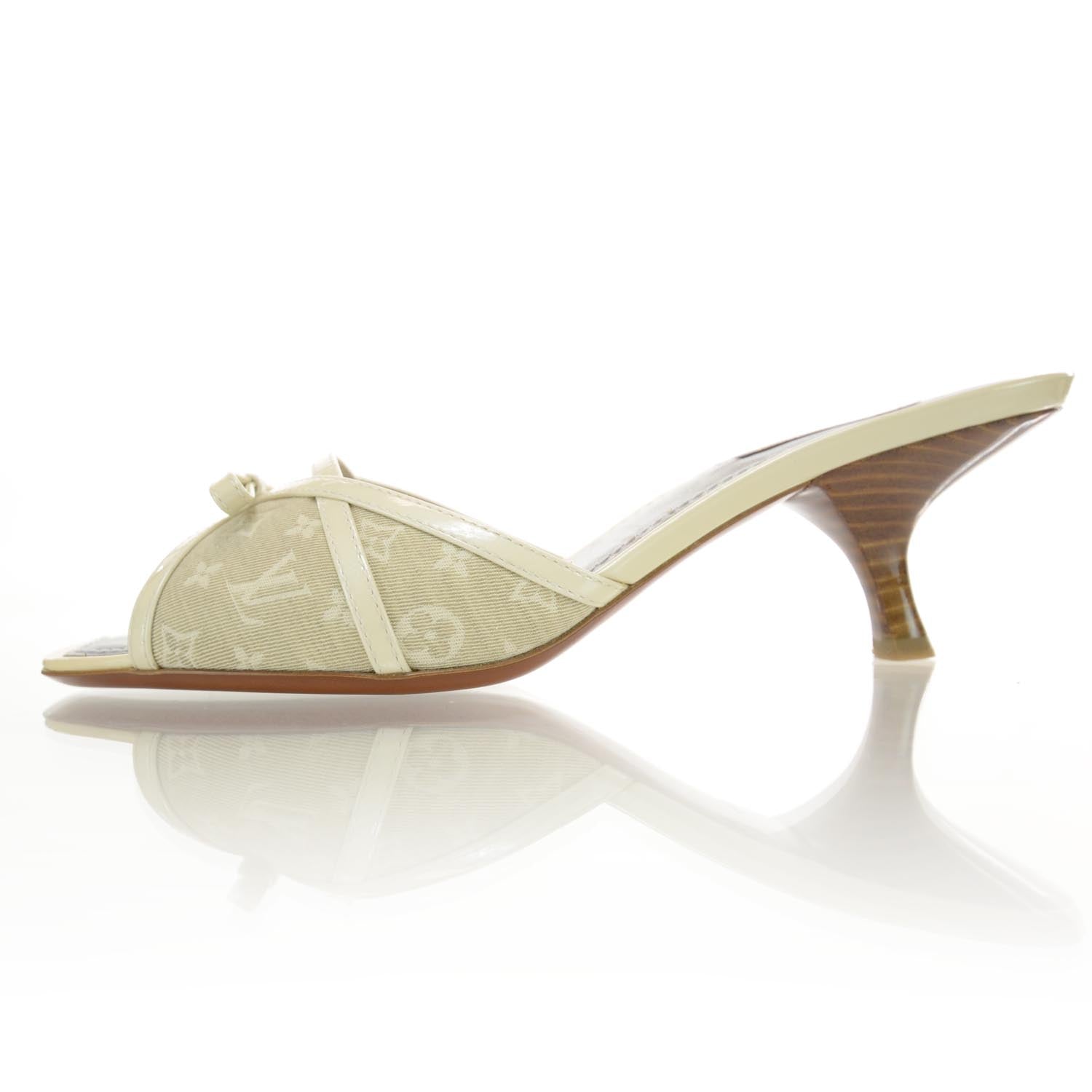 Louis Vuitton Beverly Hills Open Toe Mules 37 Beige 1 of 6
