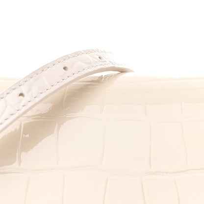 Balenciaga Shiny Calfskin Monochrome Crocodile Embossed Small Hourglass Top Handle Bag Nacre 10 of 13