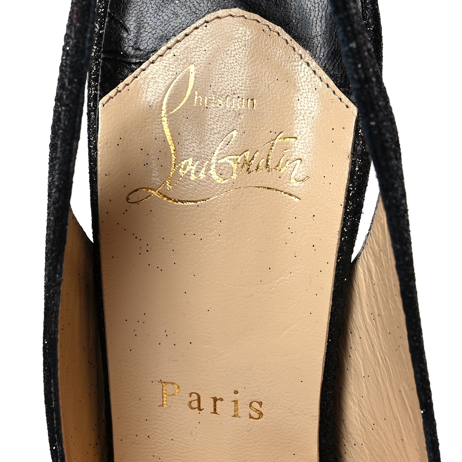 Christian Louboutin Glitter Lady Peep Sling 150 Pumps 38 Black Red 6 of 9