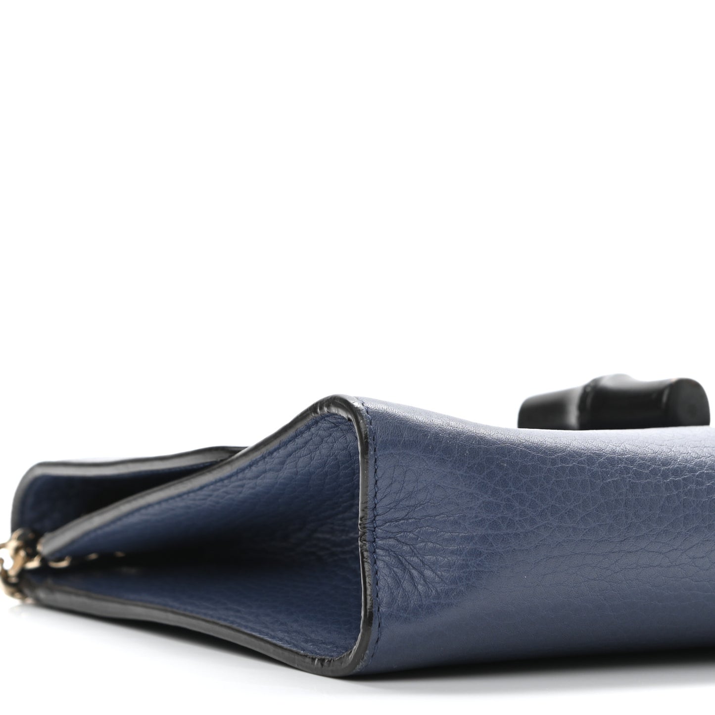 Pebbled Calfskin Medium Miss Bamboo Shoulder Bag Navy