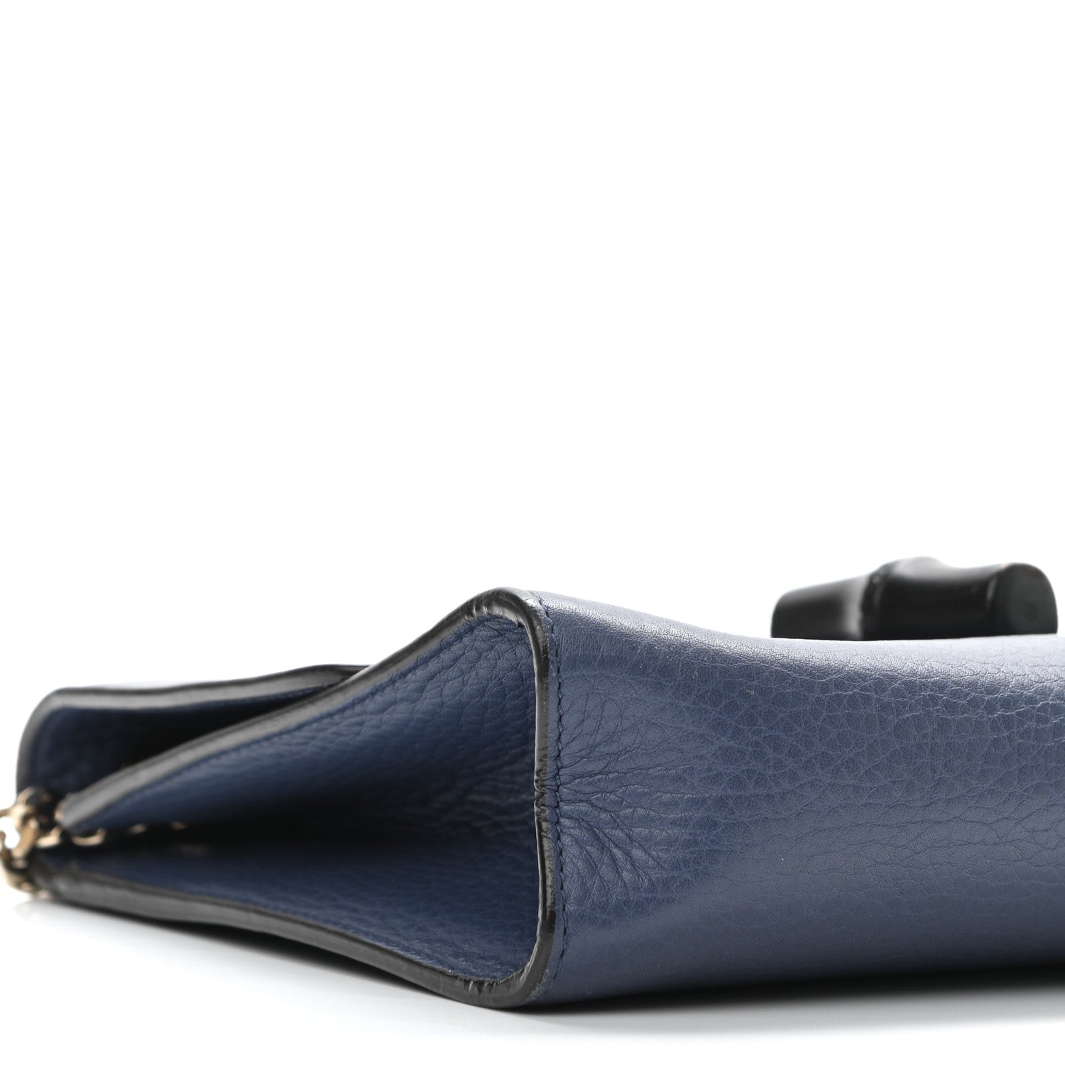 Gucci Pebbled Calfskin Medium Miss Bamboo Shoulder Bag Navy 9 of 12