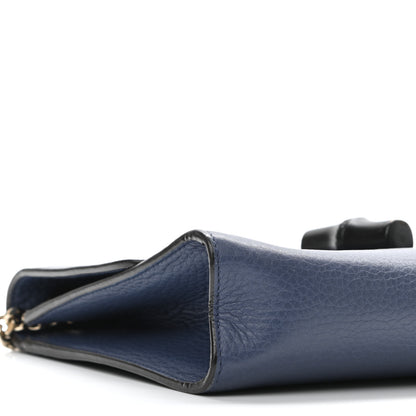 Gucci Pebbled Calfskin Medium Miss Bamboo Shoulder Bag Navy 9 of 12