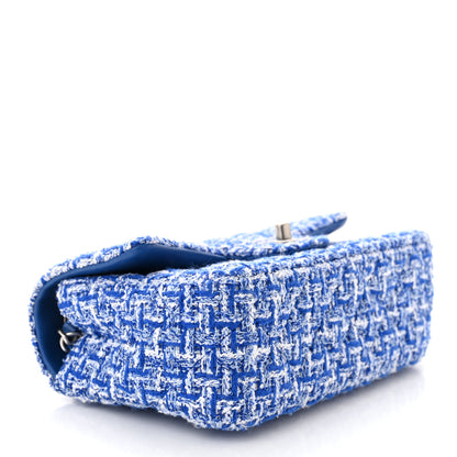 Chanel Tweed Quilted Mini Rectangular Flap Blue White 4 of 12