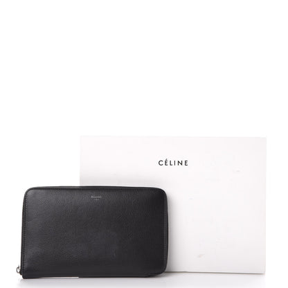 Celine Drummed Calfskin Zip Around Organizer Wallet Black Citron 15 of 15