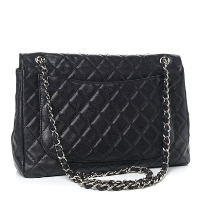 Chanel Washed Caviar Quilted Maxi Single Flap Black 2 of 9