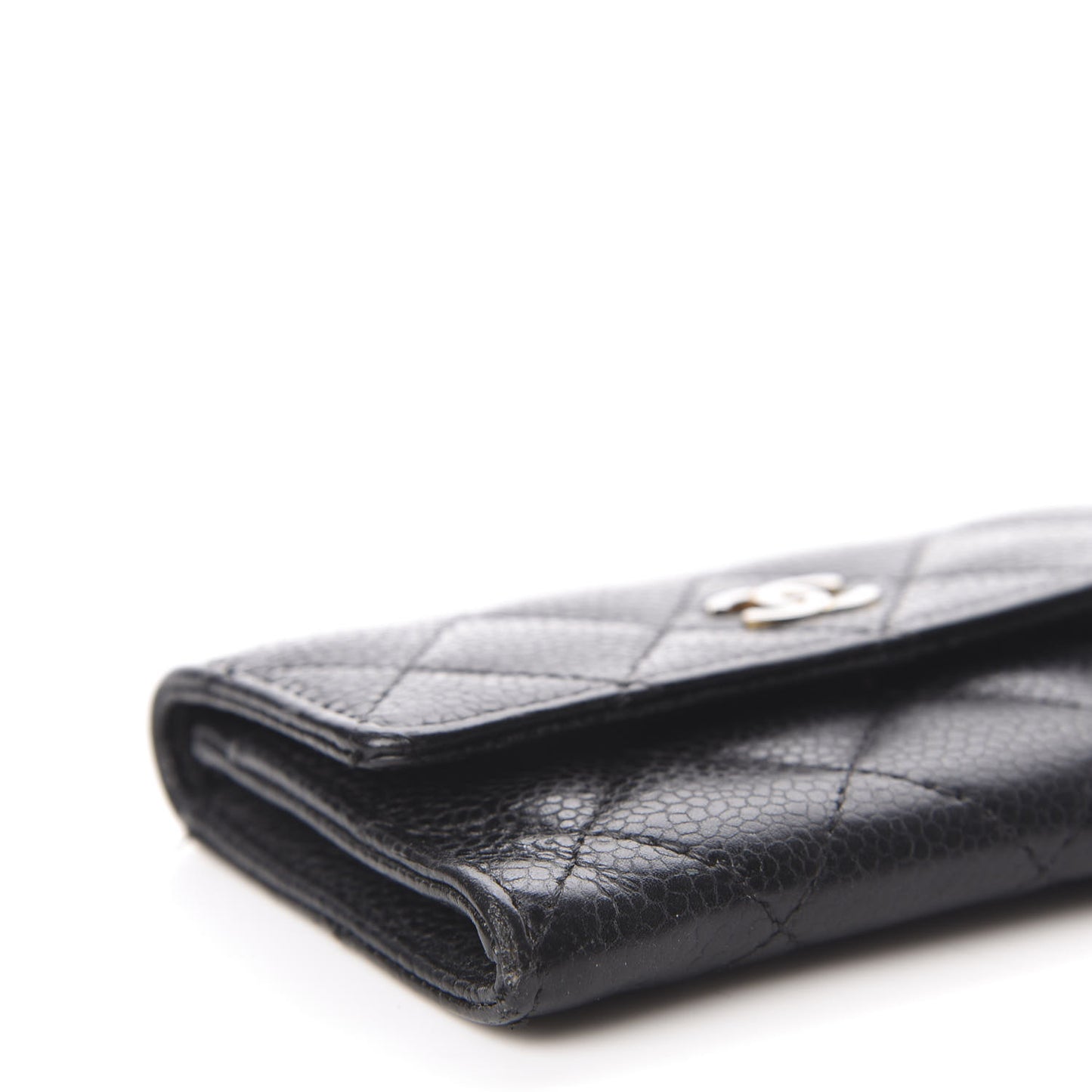 Caviar Quilted Flap Card Holder Black