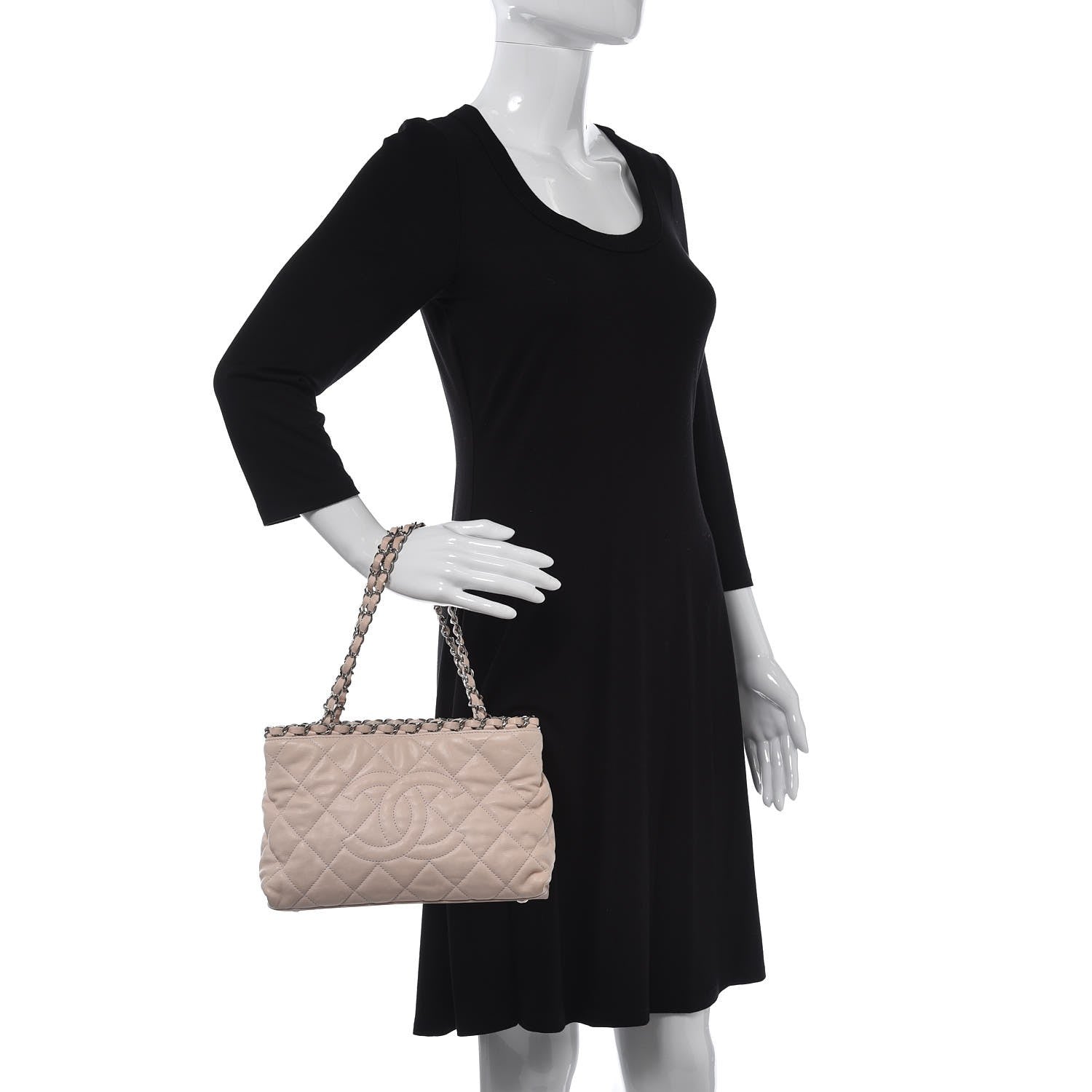 Chanel Lambskin Quilted Mini Chain Me Tote Light Beige 2 of 12