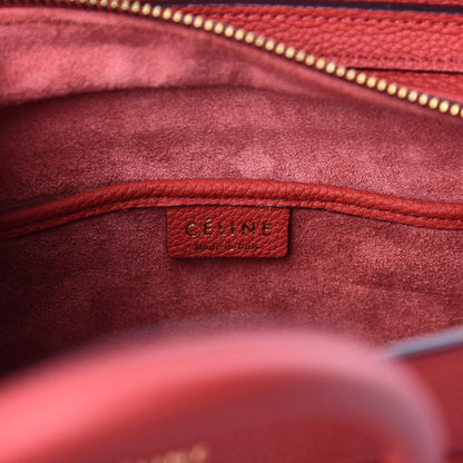 Celine Drummed Calfskin Nano Luggage Red 6 of 10