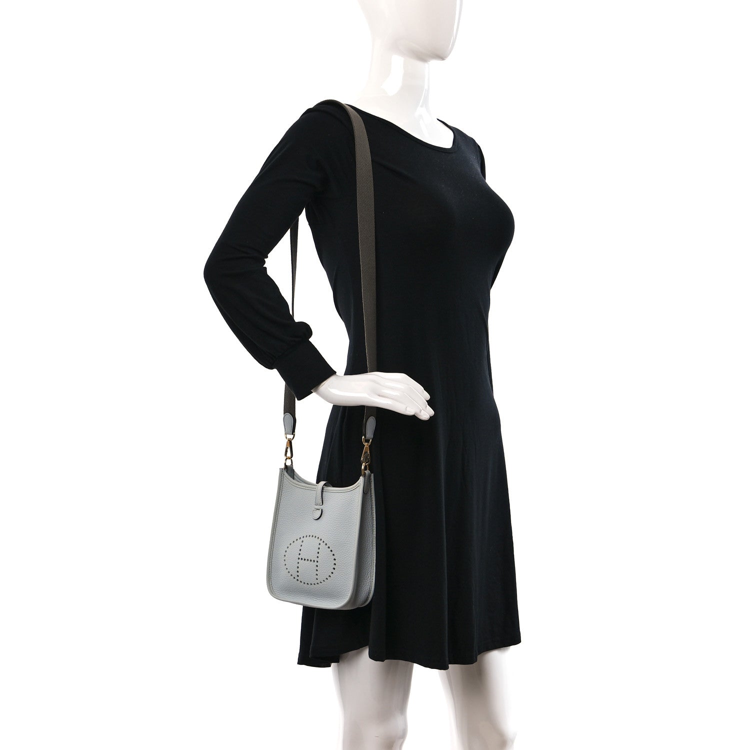 Hermes Taurillon Clemence Amazone Evelyne TPM Bleu Pale Etain 2 of 9