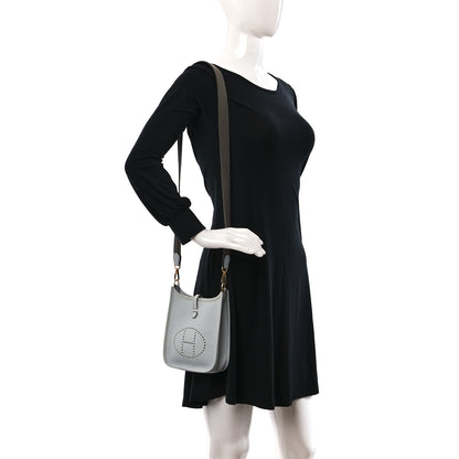 Hermes Taurillon Clemence Amazone Evelyne TPM Bleu Pale Etain 2 of 9