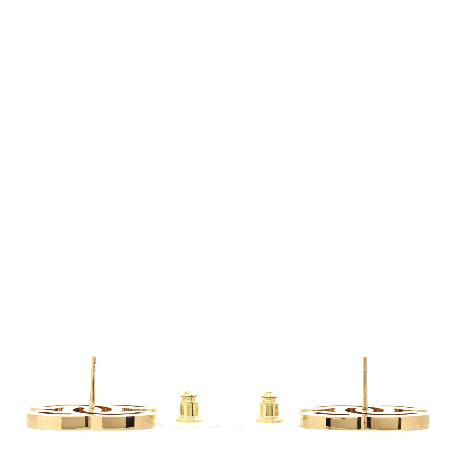Chanel Metal Enamel CC Earrings Gold White 3 of 5