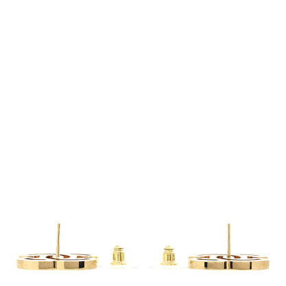 Chanel Metal Enamel CC Earrings Gold White 3 of 5