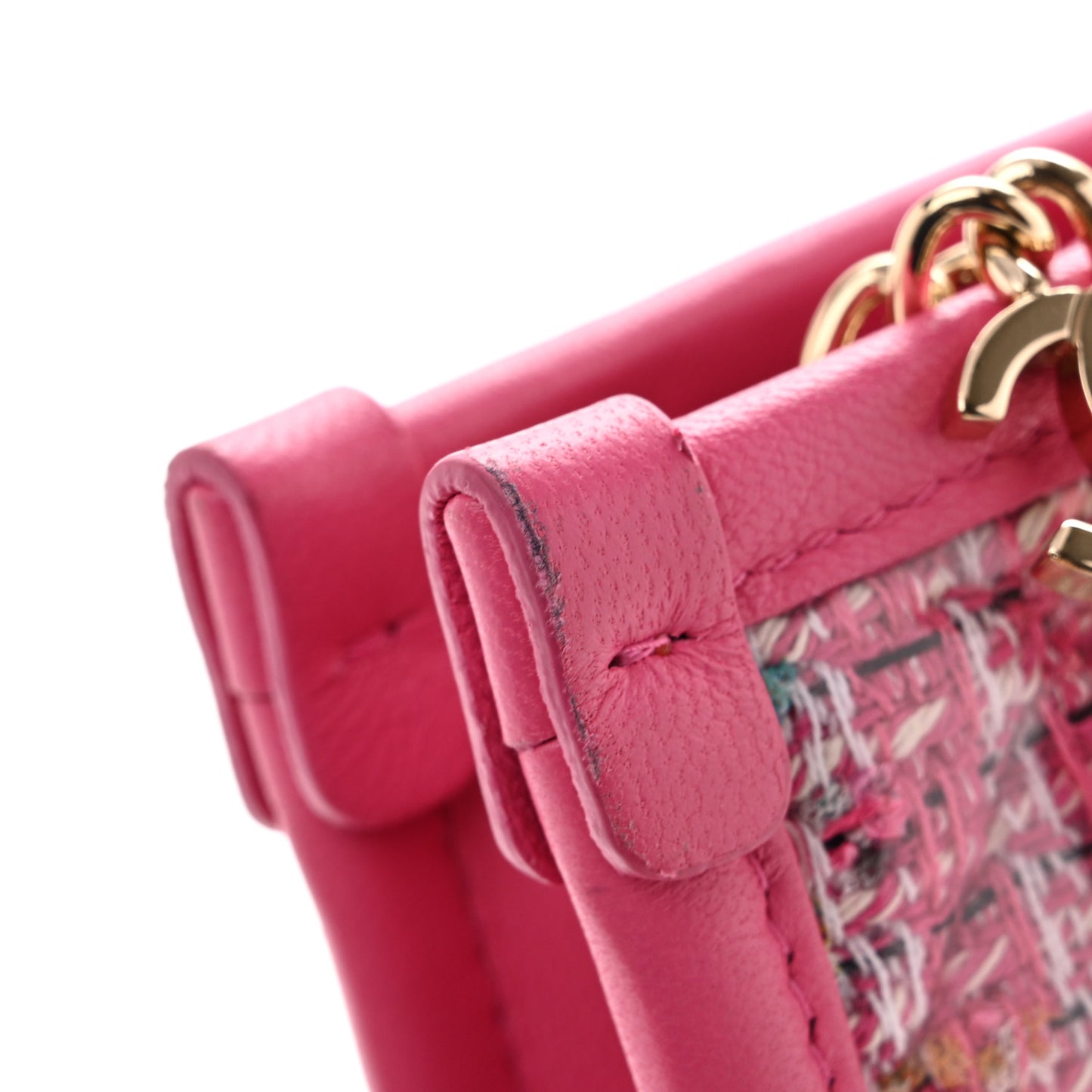 Tweed PVC Lambskin Clutch With Chain Pink