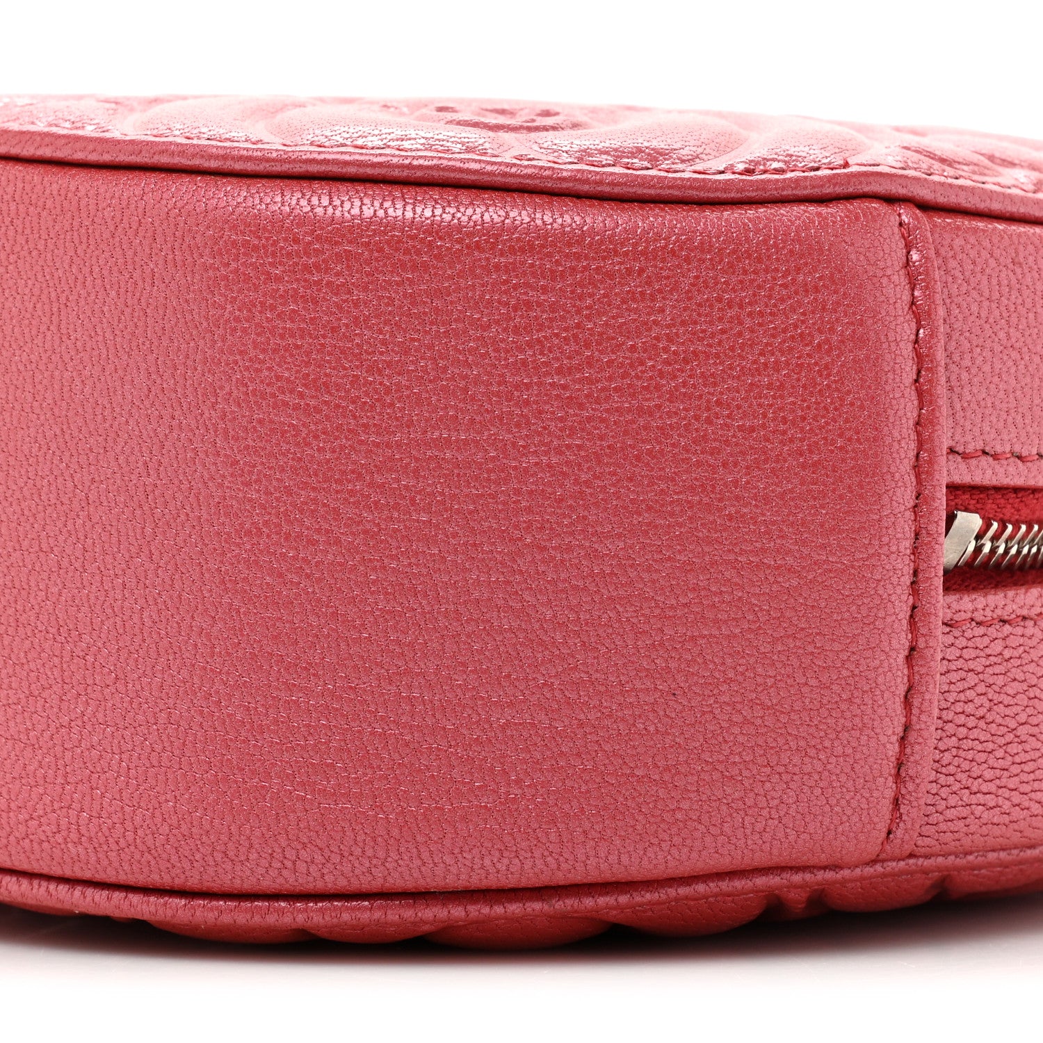 Chanel Goatskin Camellia Quilted Round Clutch With Chain Dark Pink 8 of 9