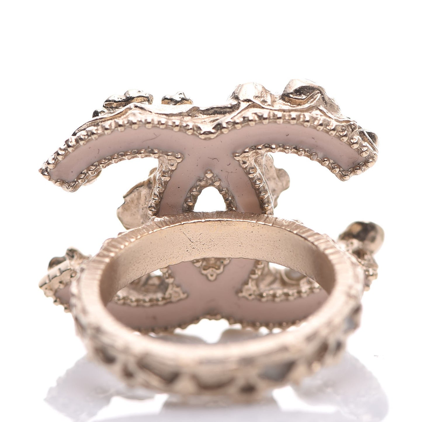 Resin Crystal Pearl CC Flower Ring 6.5 Gold