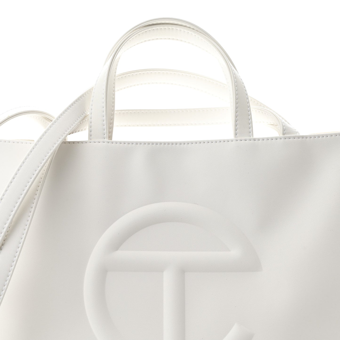 Vegan Leather Medium Shopping Bag White