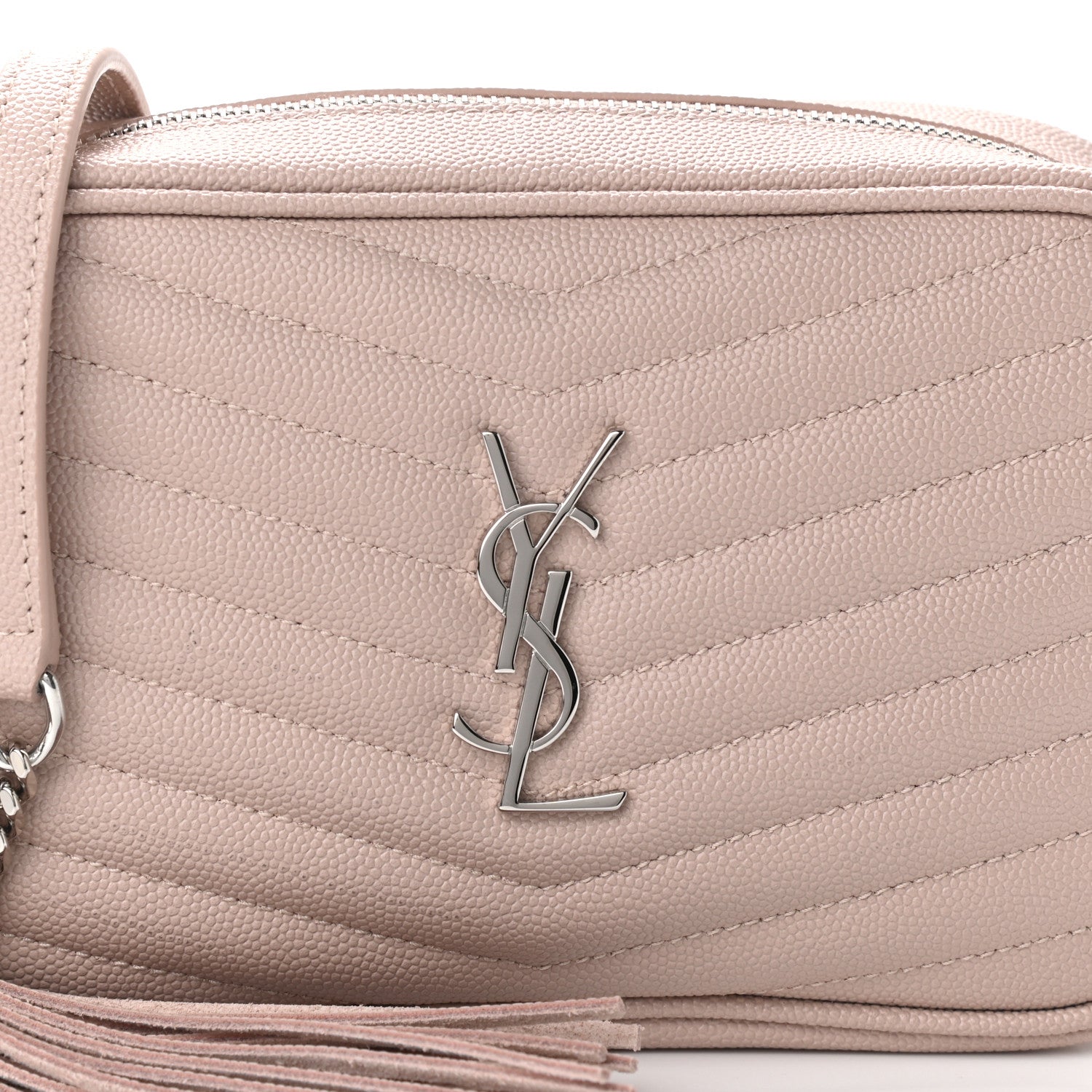 Saint Laurent Grain De Poudre Matelasse Monogram Mini Lou Camera Bag Marble Pink 7 of 9