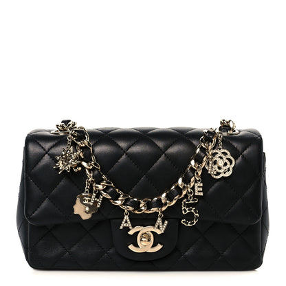 Chanel Lambskin Quilted Mini Coco Charms Rectangular Flap Black 1 of 11