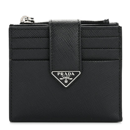 Prada Saffiano Metal Coin Case Card Holder Black 1 of 7
