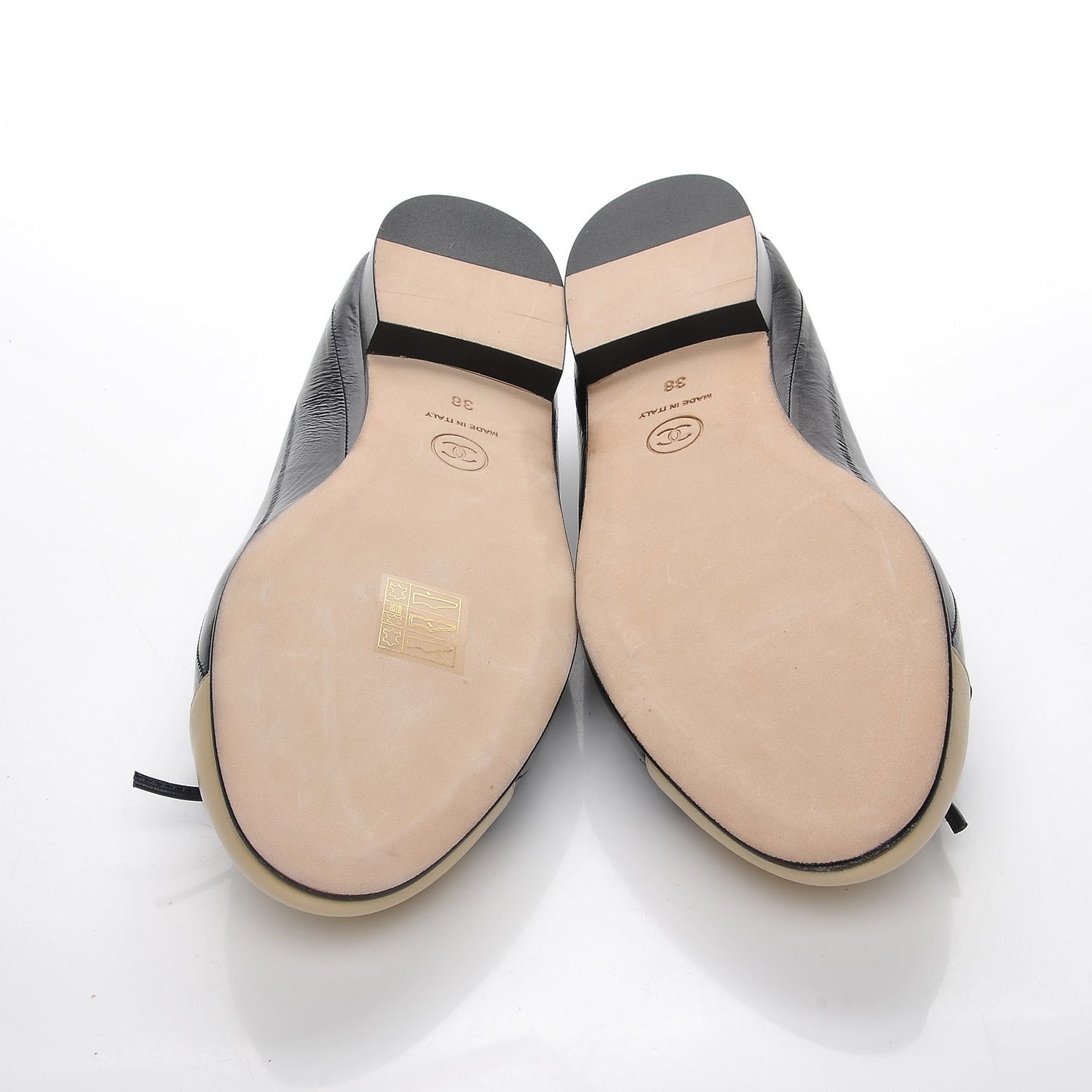 Eel Cap Toe Ballerina Flats 38 Black Beige