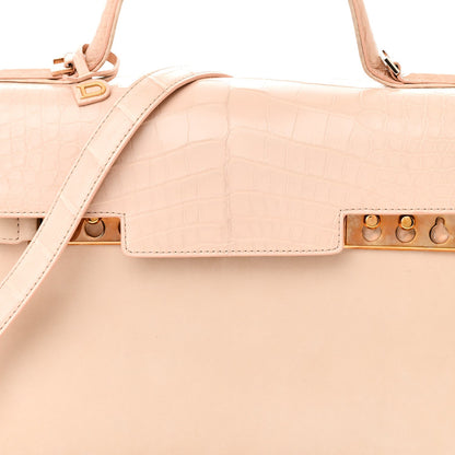 Delvaux Suede Crocodile MM Tempete Satchel Light Pink 7 of 10
