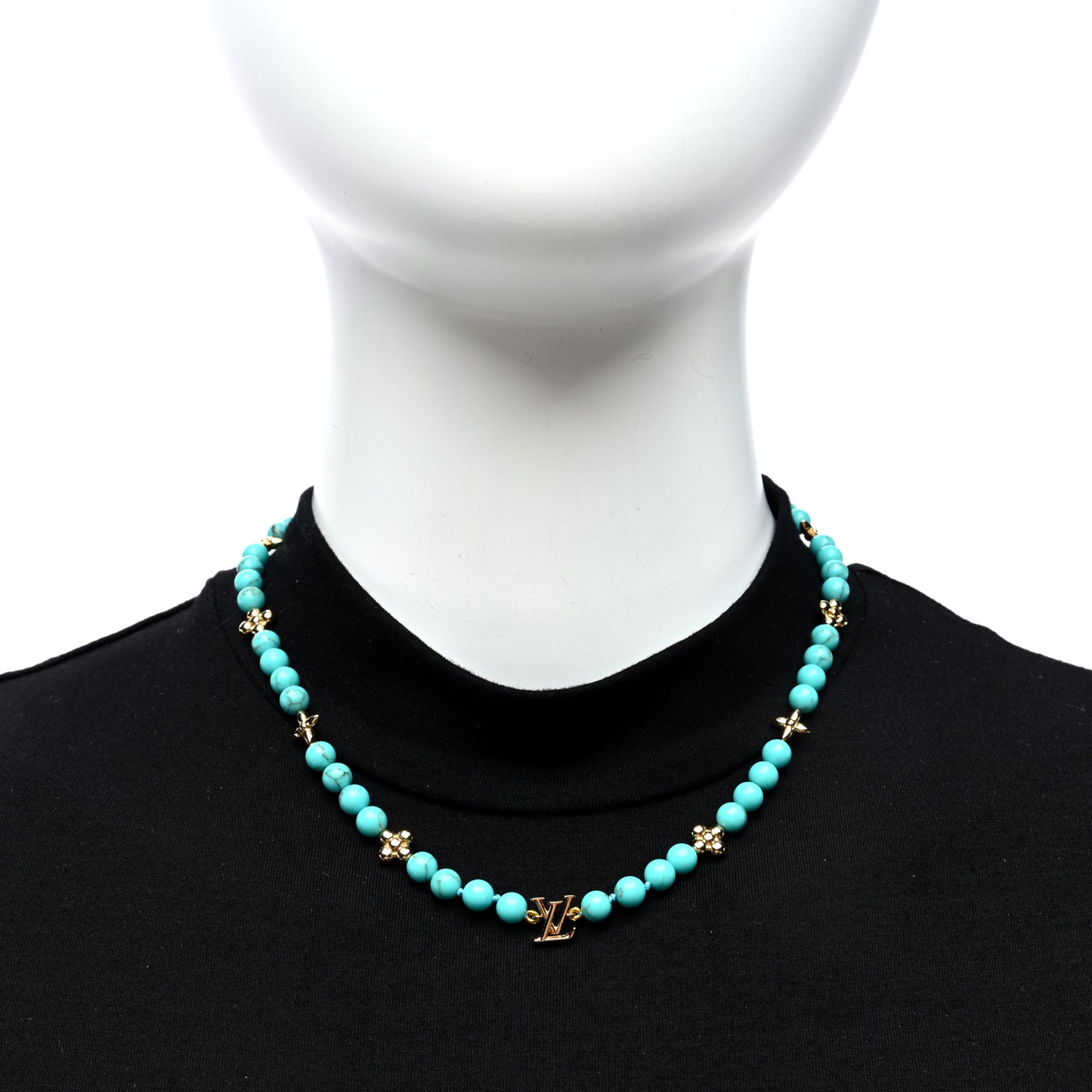 Metal Resin My LV Pearl Necklace Turquoise