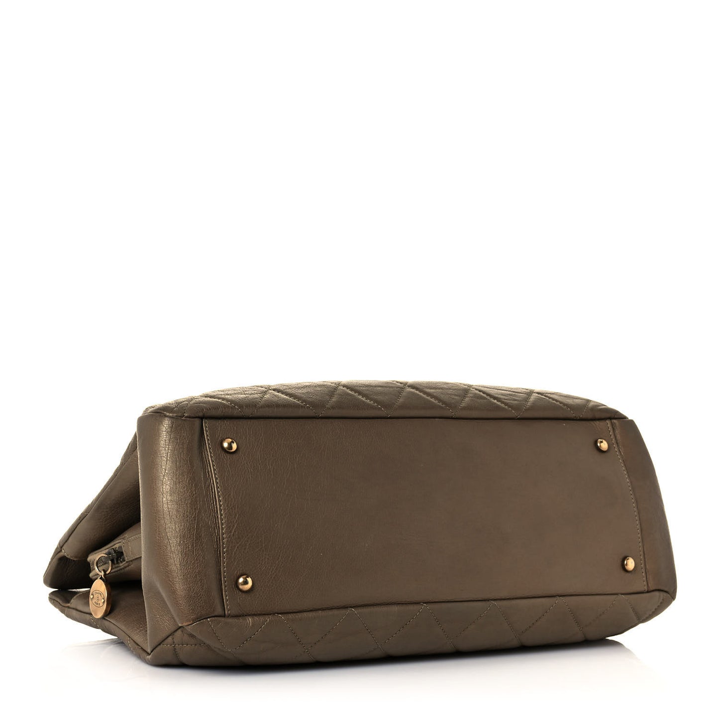 Metallic Calfskin Quilted Large CC Crown Tote Gold