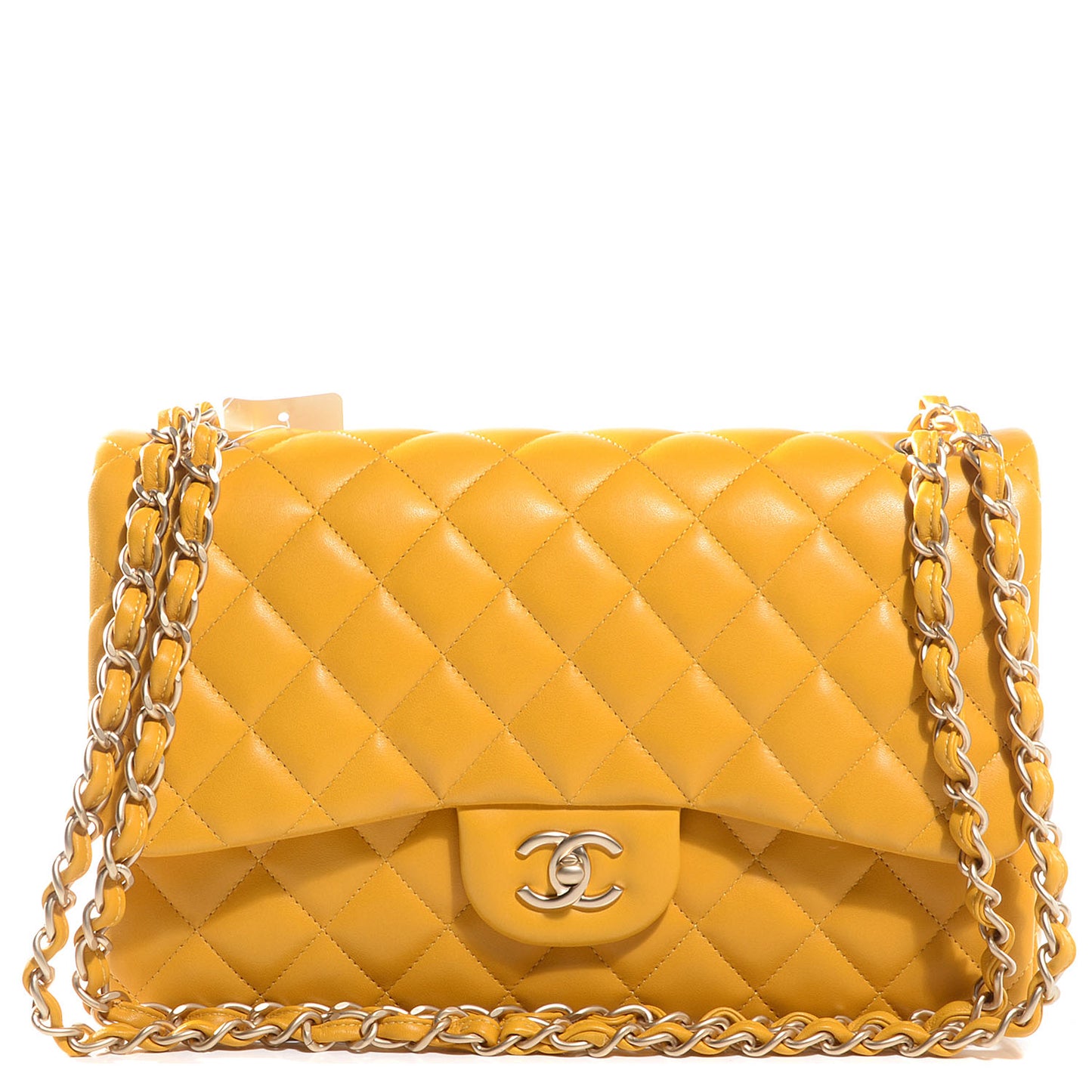 Lambskin Jumbo Double Flap Yellow