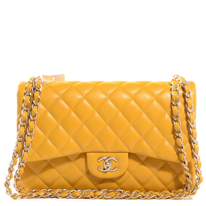 Chanel Lambskin Jumbo Double Flap Yellow 1 of 9