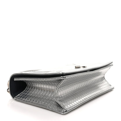 Christian Dior Metallic Patent Micro-Cannage Medium Diorama Flap Bag Silver 4 of 10
