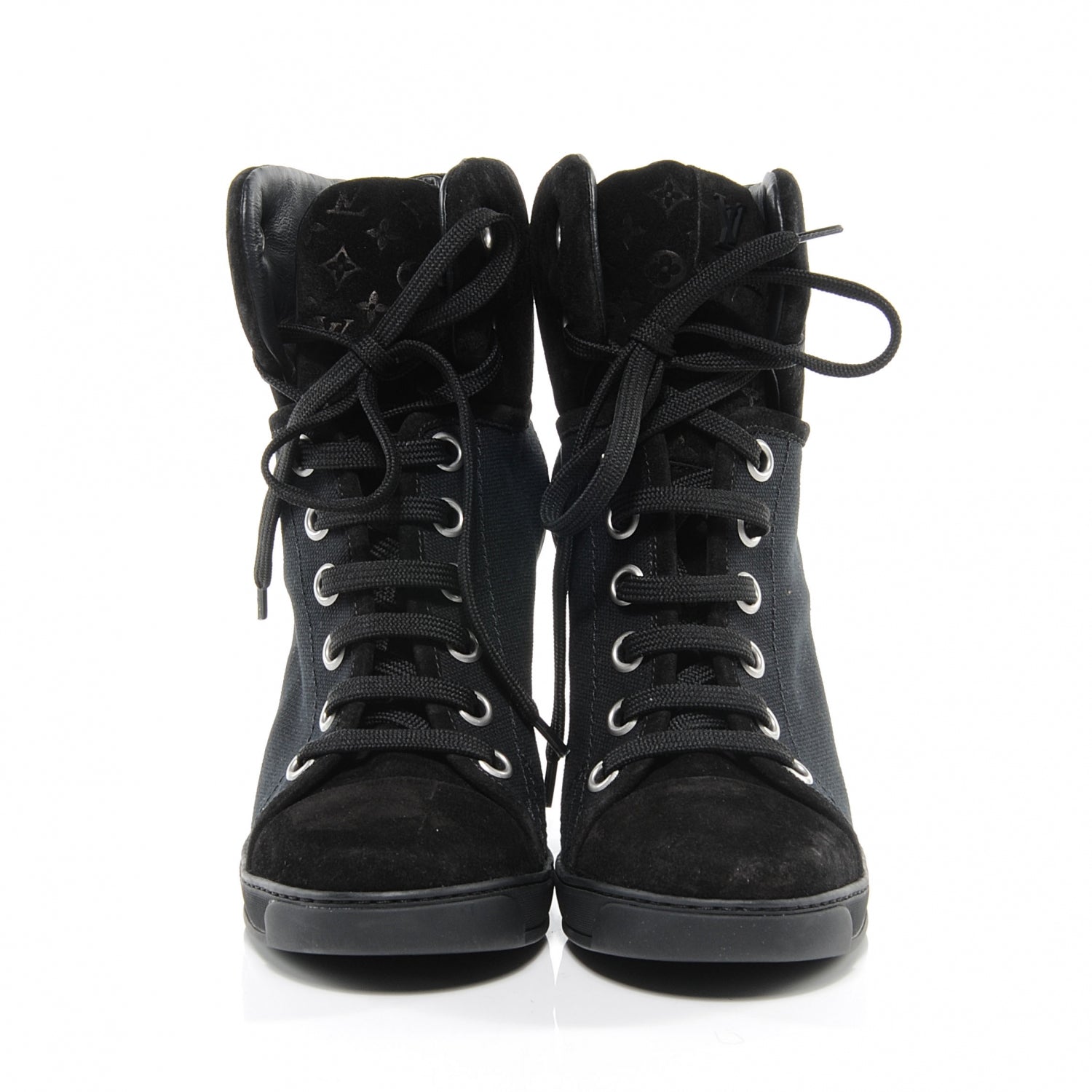 Louis Vuitton Suede Batignolles Wedges 37.5 Black 2 of 7