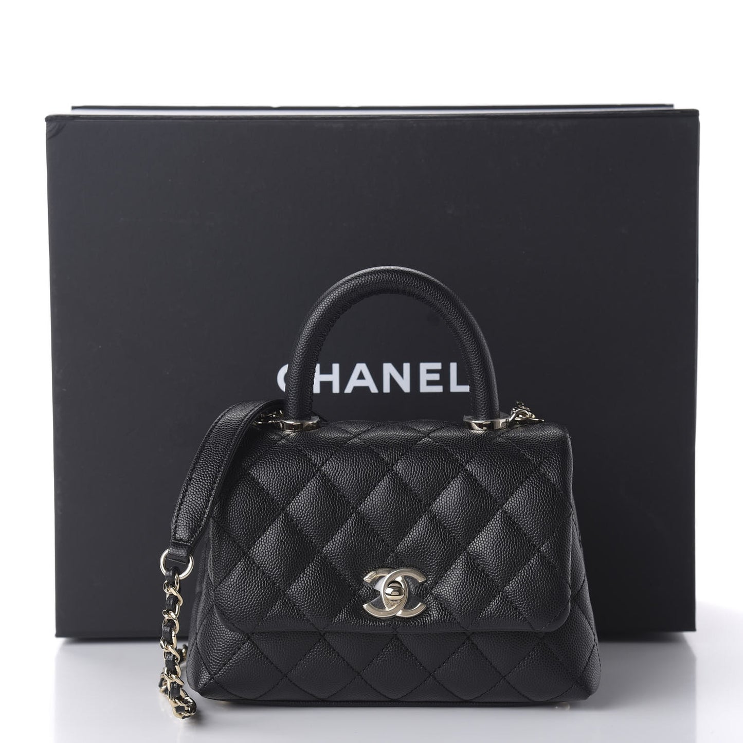 Caviar Quilted Extra Mini Coco Handle Flap Black