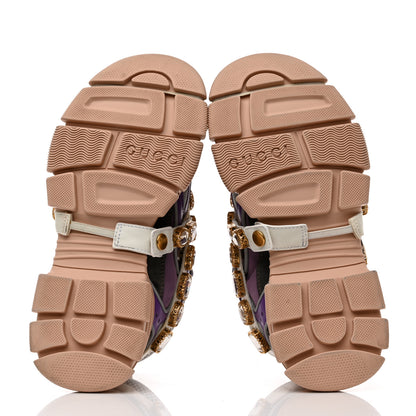 Gucci X SEGA Nylon Calfskin Suede Removable Crystals Womens Flashtrek Sneakers 36 Lavender Loess Shine Purple 5 of 10