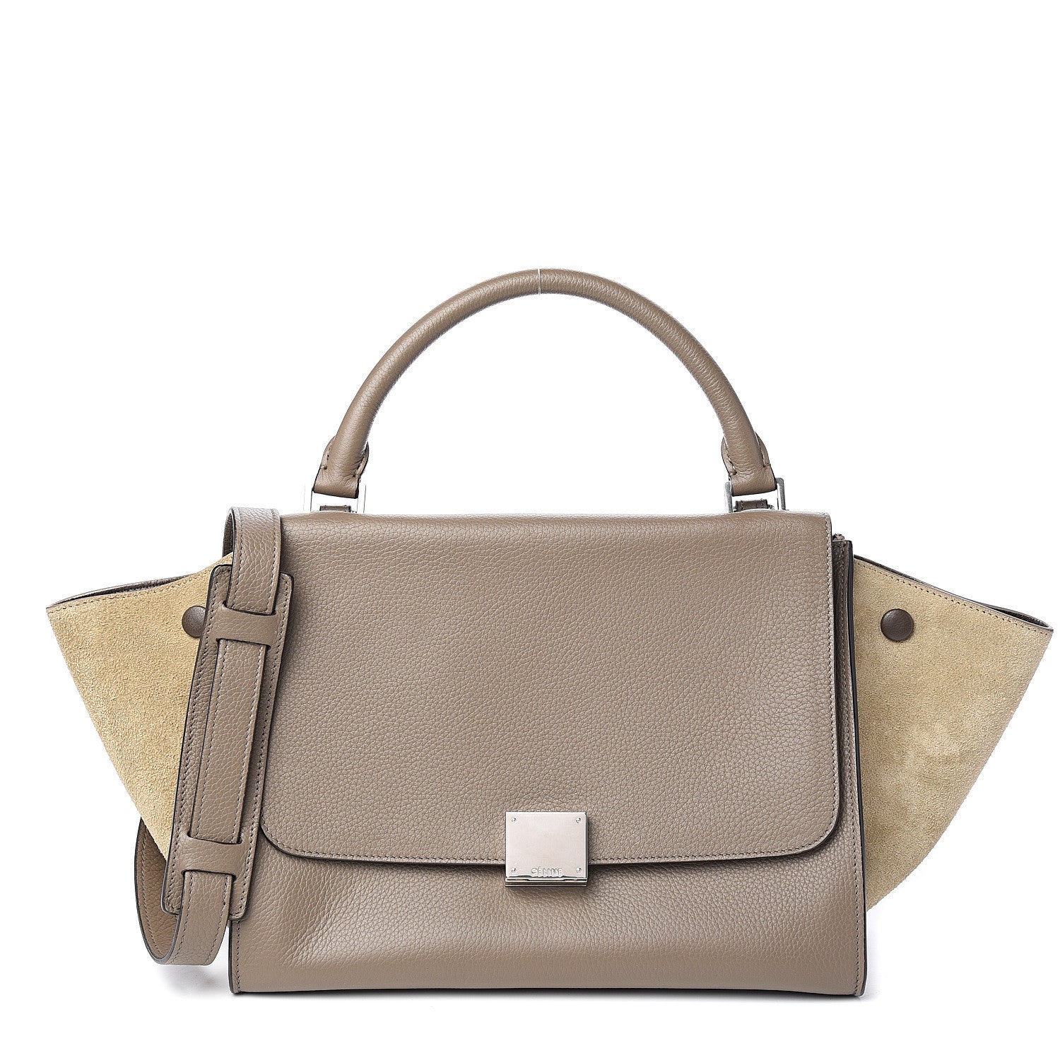 Celine Drummed Calfskin Suede Small Trapeze Souris 1 of 8