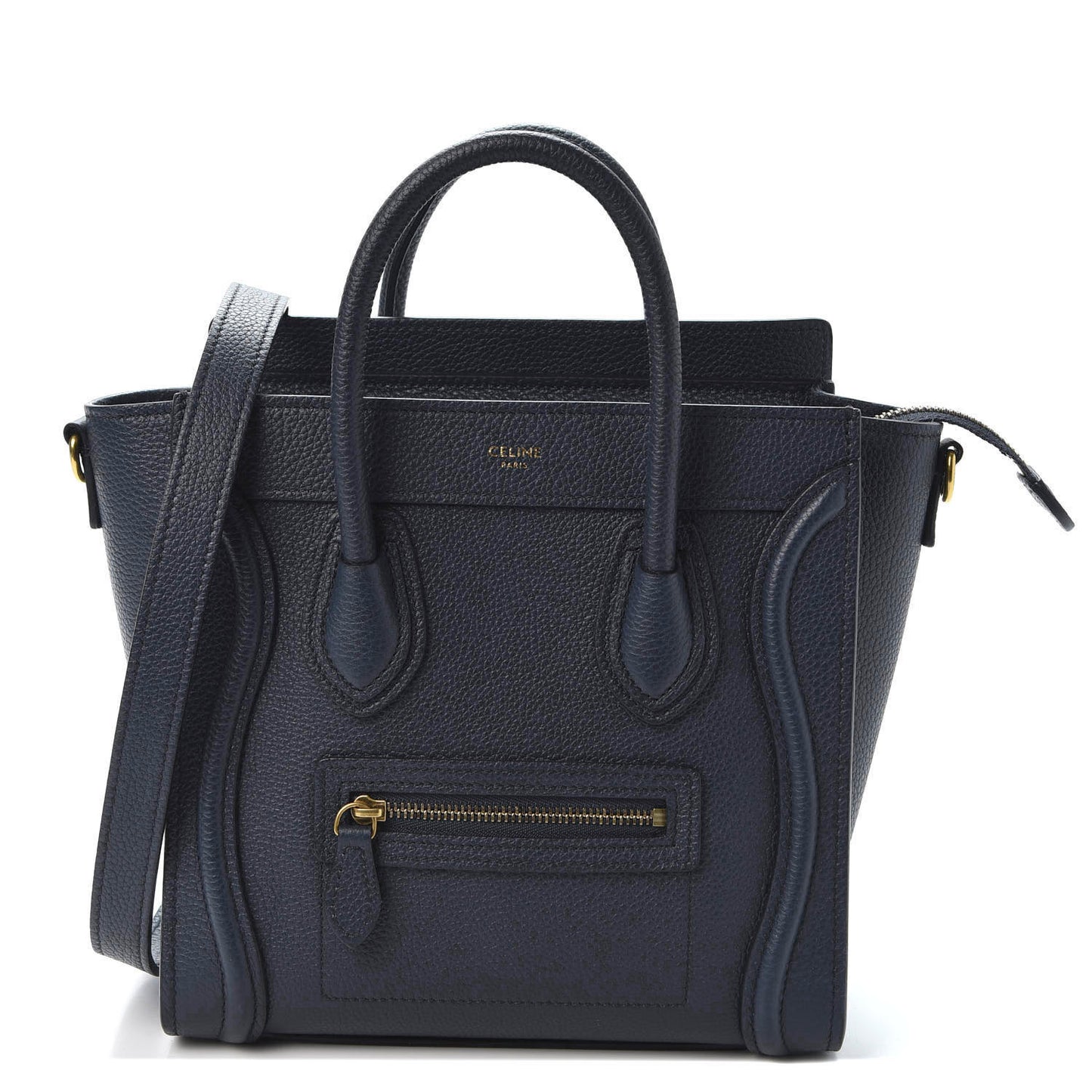 Drummed Calfskin Nano Luggage Navy Blue
